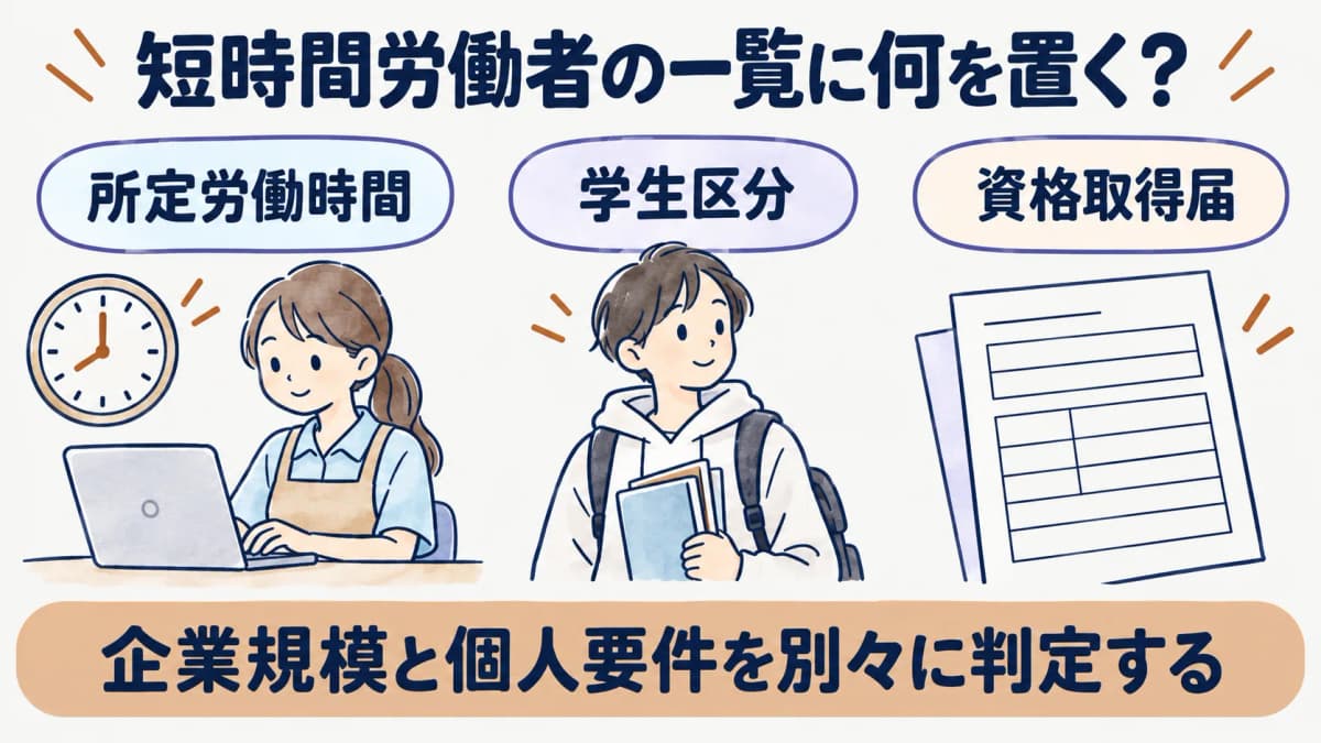 短時間労働者の契約条件を一覧にする図